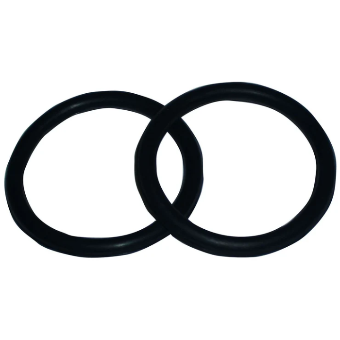 Two Black rubber rings on a white background.