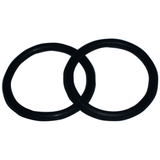 Two Black rubber rings on a white background.