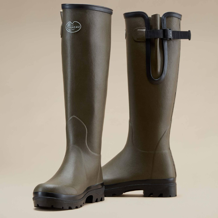 Le Chameau Ladies Vierzon Jersey Lined Wellingtons in Vert Chameau