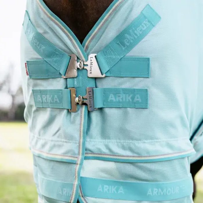 Front Closure on LeMieux Arika Armour-Tek Fly Rug in Aqua