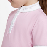 Close up collar detail on the LeMieux Mini Bella Show Shirt in Blossom