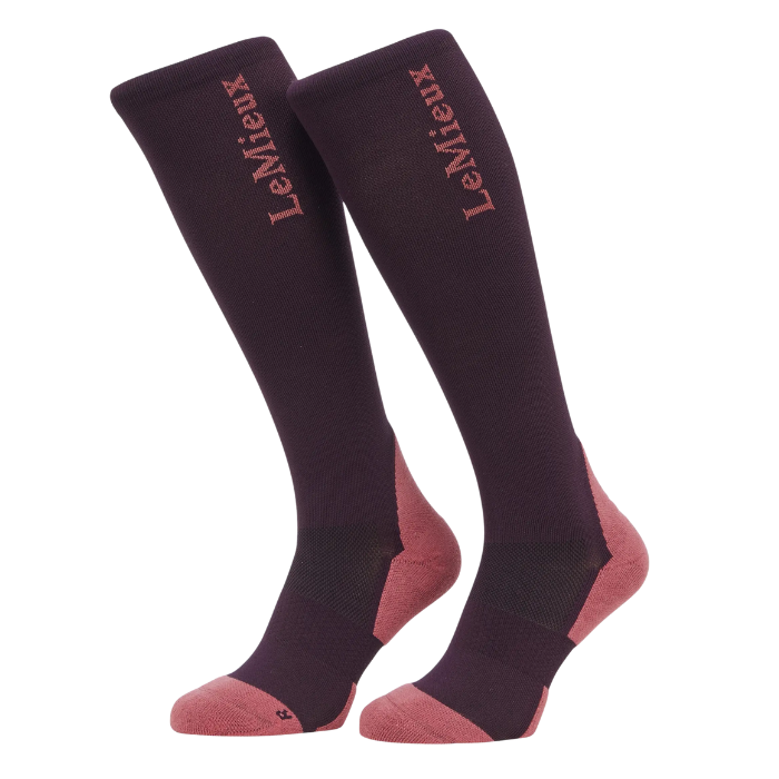 Pair of LeMieux knee-high socks on a white background