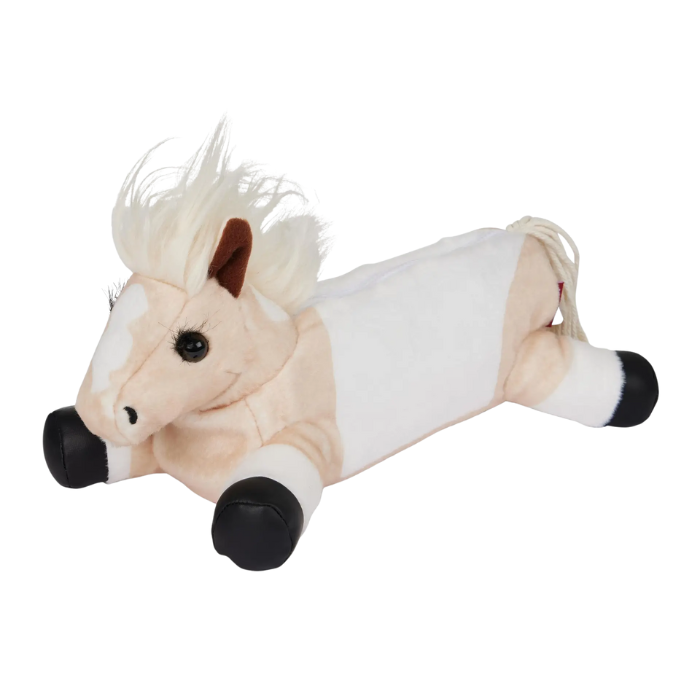 Plush horse toy on a white background
