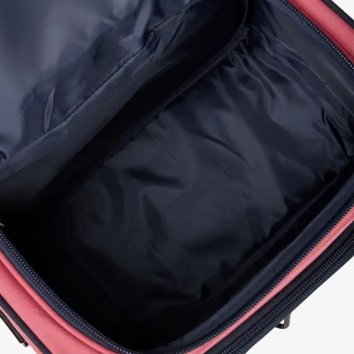 Open case with black interior on a white background