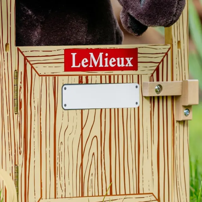 Wooden equestrian product with LeMieux branding