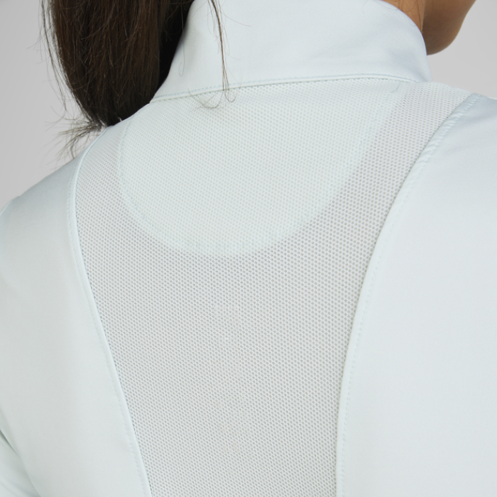 Back mesh detail on the Pikeur Sports Mesh Long Sleeve Baselayer in Ice Blue
