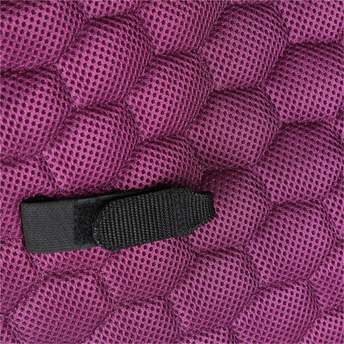 Close-up of a purple textured fabric with a black buckle