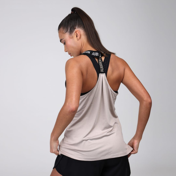 Reverse of the Shires Aubrion React Vest in Sand