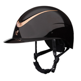 Shires Karben Alina Ellipse Wide Peak Riding Hat in Black with Rose Gold elements