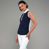 Toggi Ladies Haymarket Sleeveless Polo Shirt in Navy/White