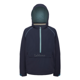LeMieux AW26 Young Rider Bailey Waterproof Anorak Varient Navy. Navy waterproof jacket with hood and blue zipper on a white background. 