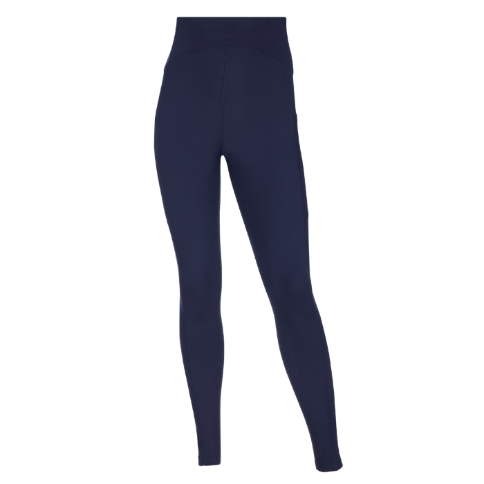 LeMieux AW26 Young Rider Nell Brushed Pull Ons Variant Colour Navy.
A pair of high-waisted, full-length athletic leggings, shown on a plain white background.