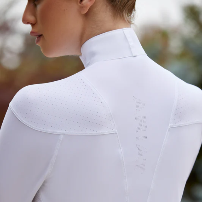 Ariat Ladies Auburn Long Sleeve Show Shirt in White-Competition Shirts-Eland Lodge