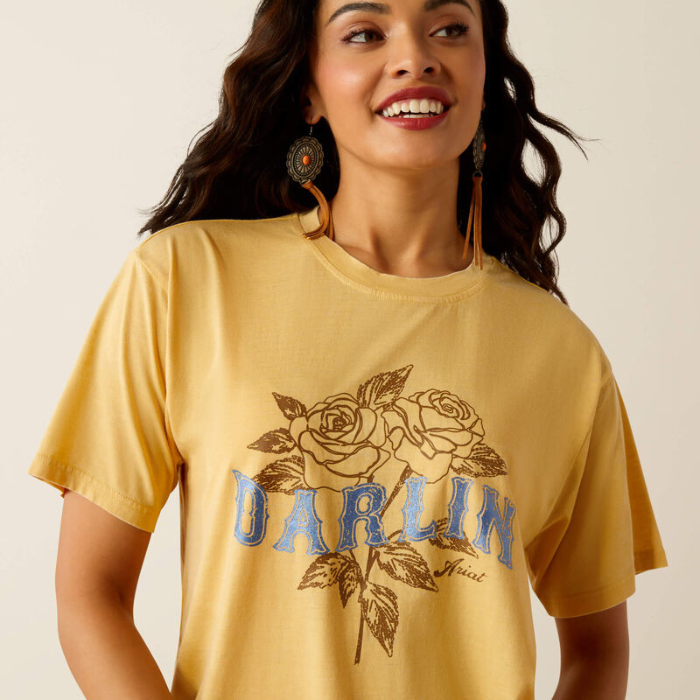 Ariat Ladies Darlin Rose T-shirt in Rattan-T-Shirts-Eland Lodge
