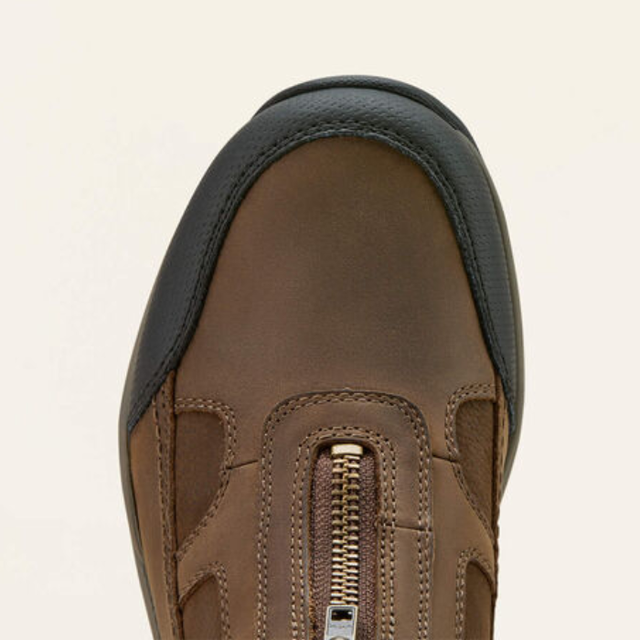 Toe of Ariat Ladies Terrain Zip H2O Boots in Brown