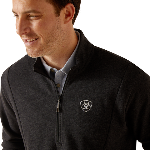 Ariat Men's Friday Cotton 1/2 Zip Sweatshirt in Heather Charcoal-Fleeces, Sweaters & Jumpers-Eland Lodge