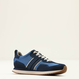 Blue and navy trainer on a white background