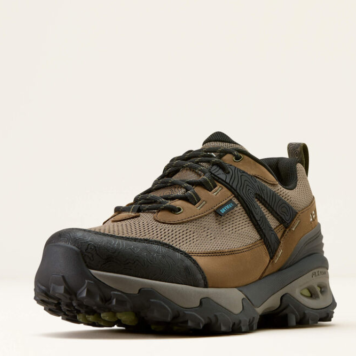 Brown walking boot on a white background