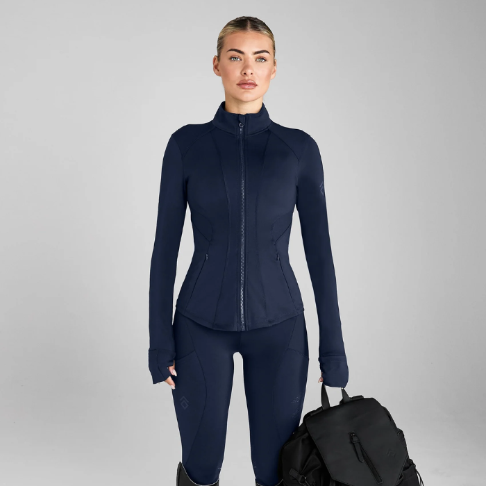 Aztec Diamond Core Fitted Jacket In Navy-Fleeces, Sweaters & Jumpers-Eland Lodge