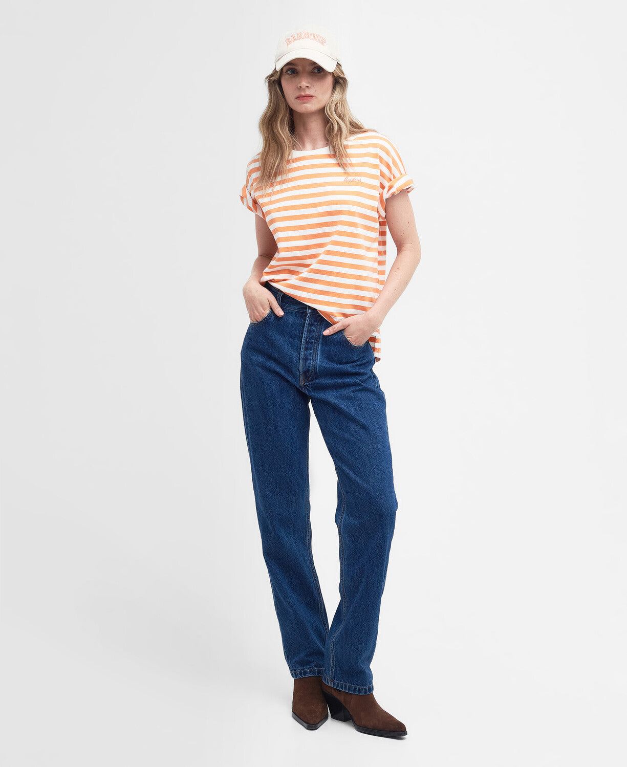 Barbour Ladies Adria Top in Apricot Crush-Polo's, Tops & T-Shirts-Eland Lodge
