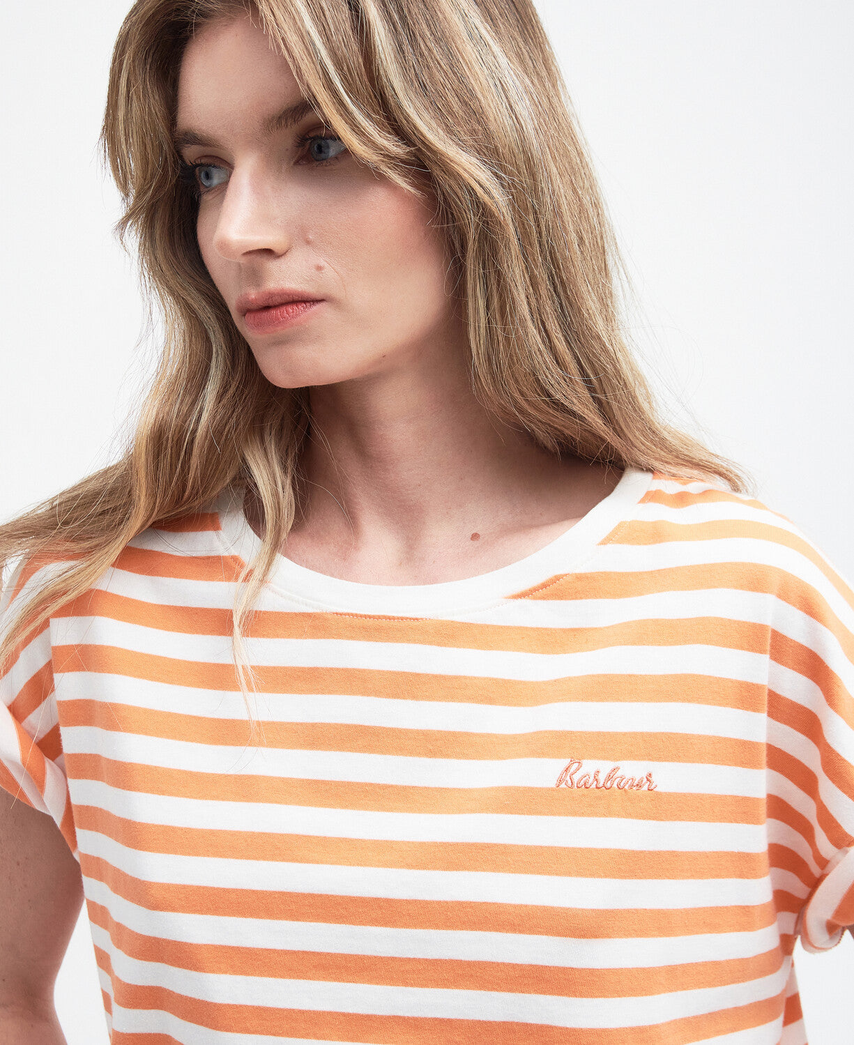 Barbour Ladies Adria Top in Apricot Crush-Polo's, Tops & T-Shirts-Eland Lodge