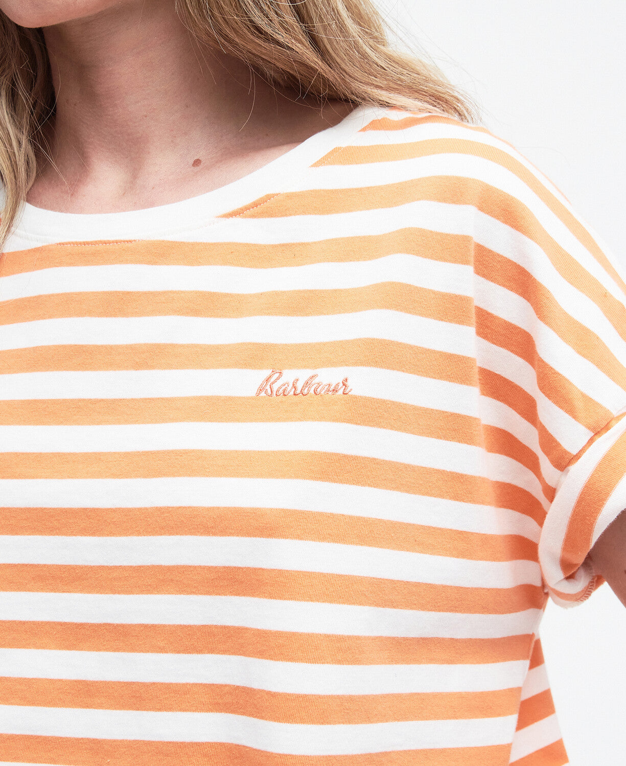 Barbour Ladies Adria Top in Apricot Crush-Polo's, Tops & T-Shirts-Eland Lodge