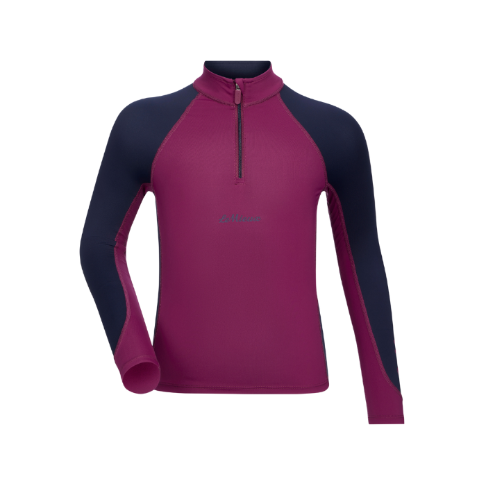LeMieux AW26 Mini Base Layer Varient Blackberry. Deep Red and Blue base layer on a white background. 
