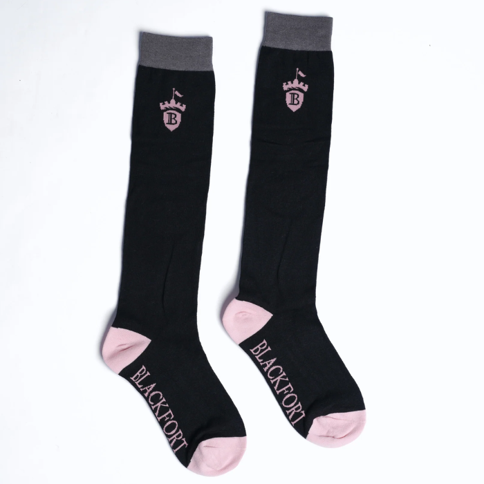 Blackfort Equestrian Socks in Black/Blush | Eland Lodge
