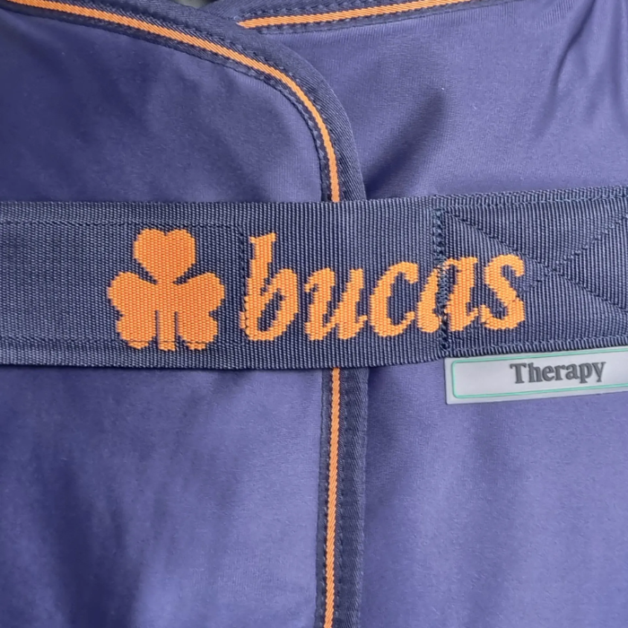 Bucas Therapy Cooler Rug in Navy/Orange-Fleeces, Coolers & Sheets-Eland Lodge