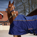 Bucas Therapy Cooler Rug in Navy/Orange-Fleeces, Coolers & Sheets-Eland Lodge