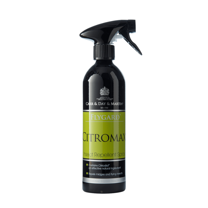 Black and green bottle of fly repellent no background