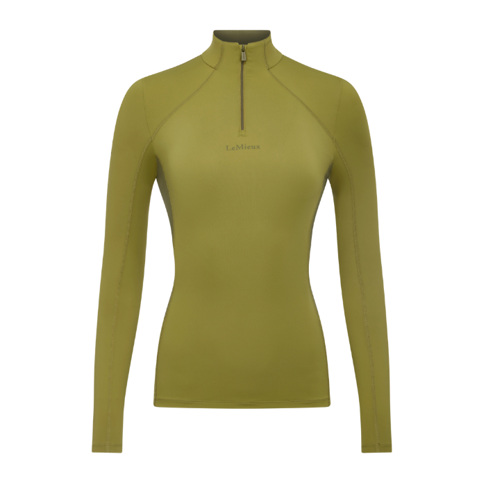 LeMieux AW26 Classique Base Layer Variant Colour Gooseberry.
A long-sleeve quarter-zip athletic top, displayed on a clean white background.