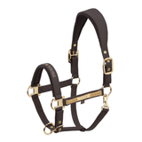 Black faux leather headcollar with HERITAGE branding on a white background