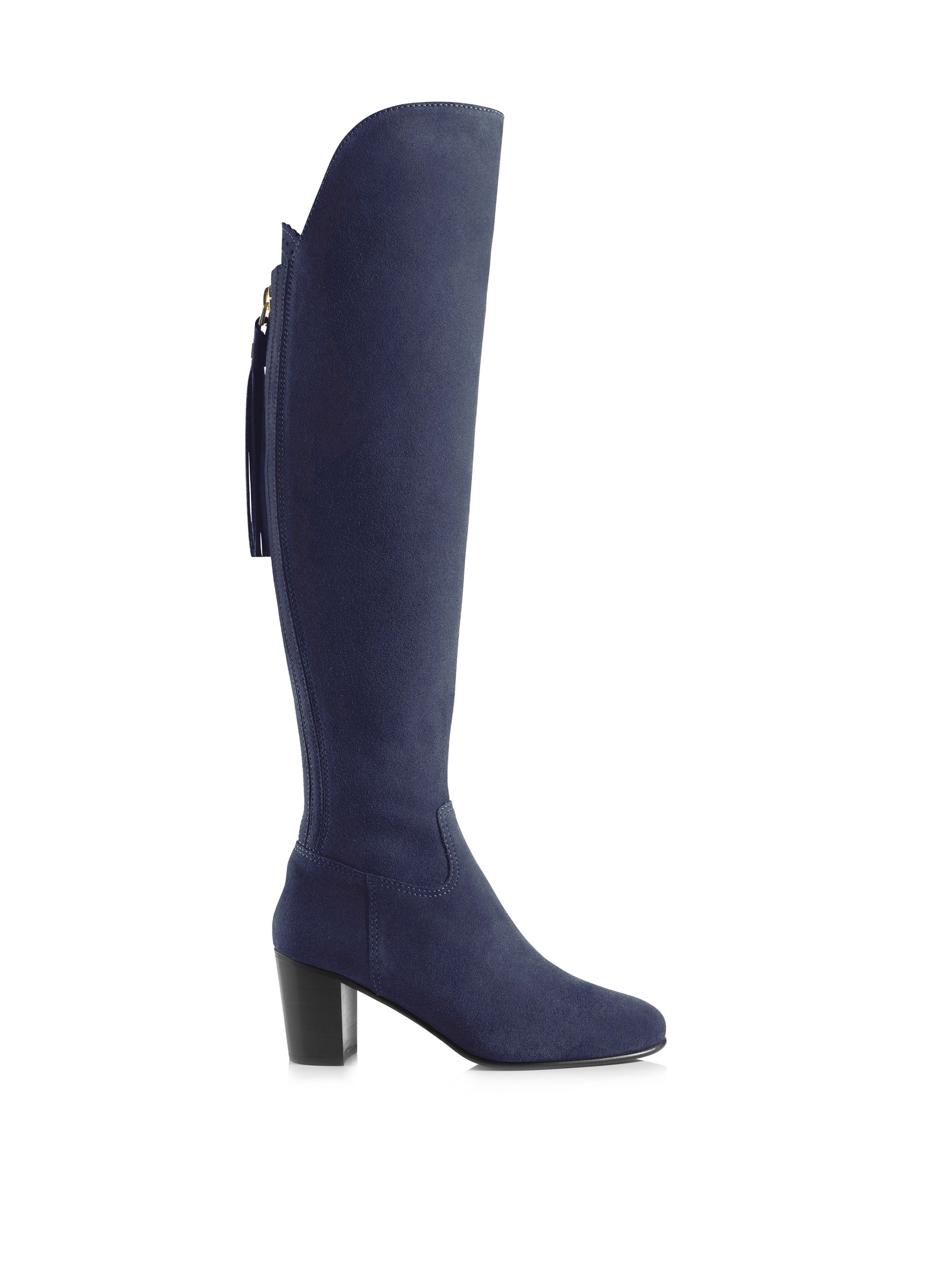 Fairfax & Favor Ladies Heeled Amira Suede Boots in Ink Blue-Country Boots-Eland Lodge