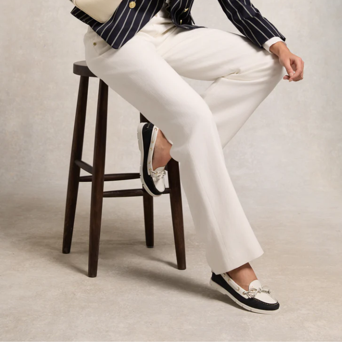 Holland Cooper Padstow Deck Shoe in Navy/White-Deck Shoes-Eland Lodge