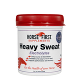 Horse First Supplements Heavy Sweat Electrolytes container with red lid on a white background