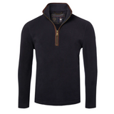Blue mens quarter zip fleece on a white background