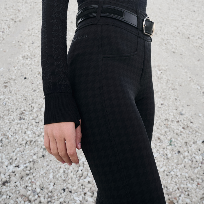 LeMieux Aspen Houndstooth Gigi Bregging in Black-Jodhpurs & Breeches-Eland Lodge
