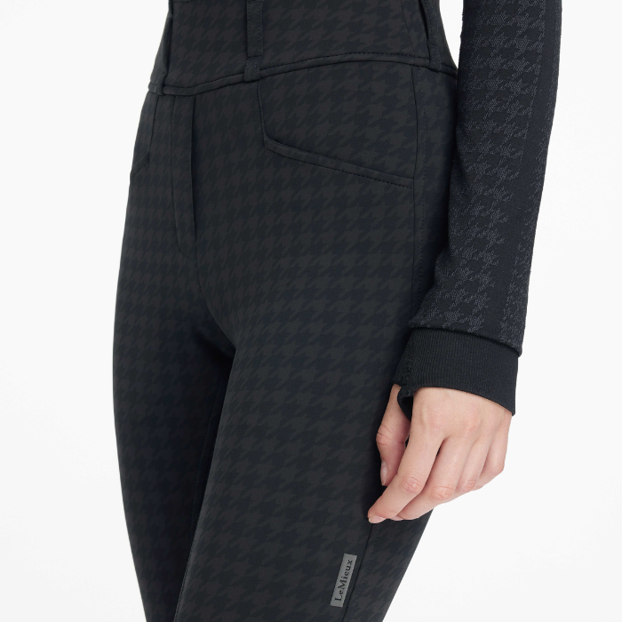 LeMieux Aspen Houndstooth Gigi Bregging in Black-Jodhpurs & Breeches-Eland Lodge