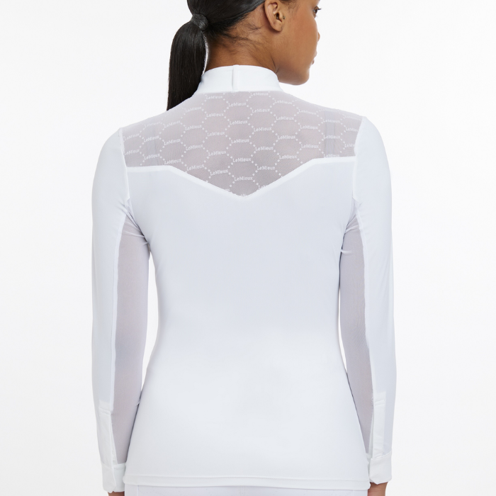Reverse of the LeMieux Emily Long Sleeve Show Shirt in White