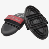 Black grooming brush with red strap labelled 'LeMieux' on a white background