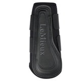 Black equestrian leg guard with 'LeMieux' branding on a white background