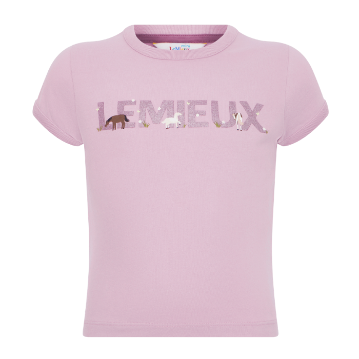 Pink t-shirt with 'LEMIEUX' logo on a white background