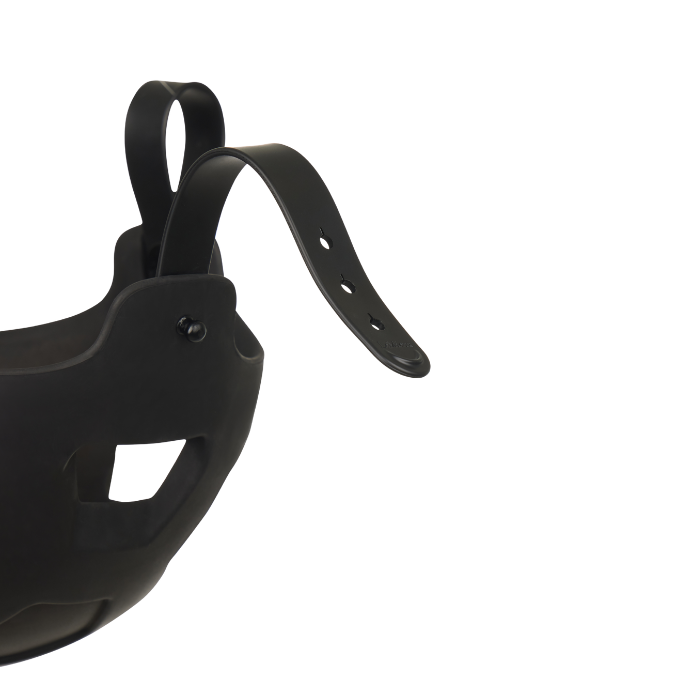 Black grazing muzzle on a white background