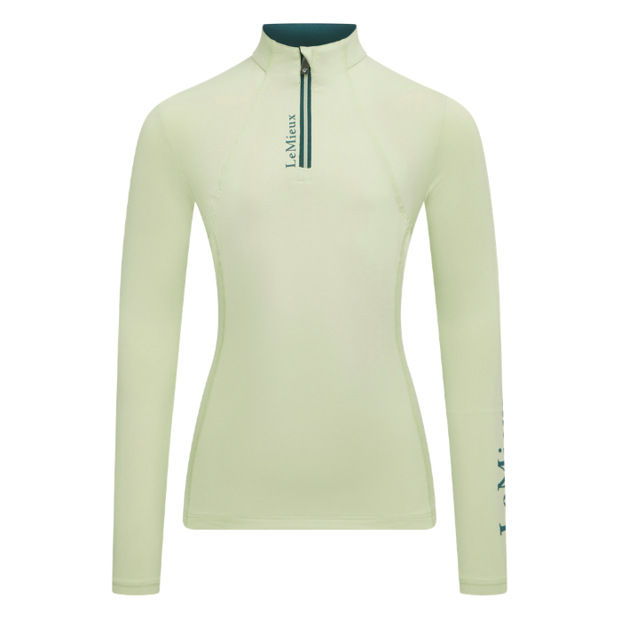 Light yellow long-sleeve shirt with a quarter zip on a white background