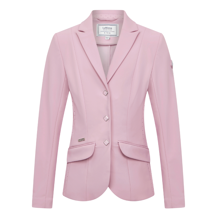 Light pink smart jacket with a white background