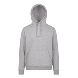 LeMieux AW26 Mens Hoodie Varient Grey. A light gray heather pullover hoodie with a tonal embroidered logo on the chest, displayed on a clean white background.