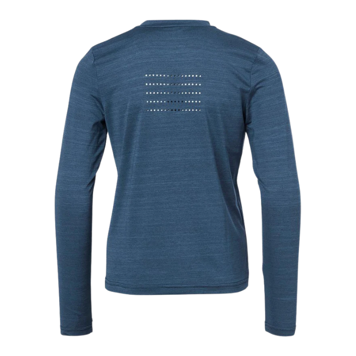 Reverse side on blue long sleeve kids top on white background