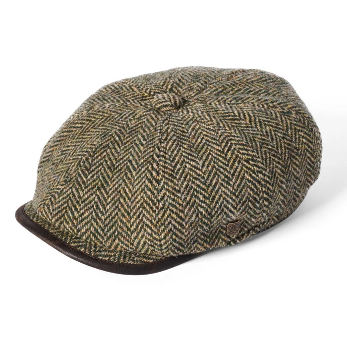 Herringbone baker boy cap on a white background