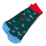 Pair of socks with horse pattern on a white background